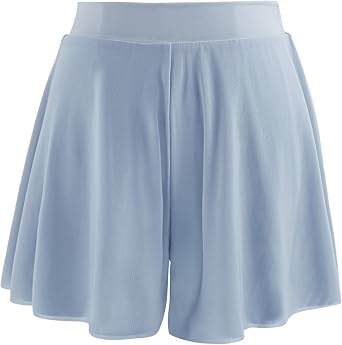 Daydance Wide Leg Teens Women Short Culottes Pull On Ballet Skirts Shorts 2 Layers of Mesh
