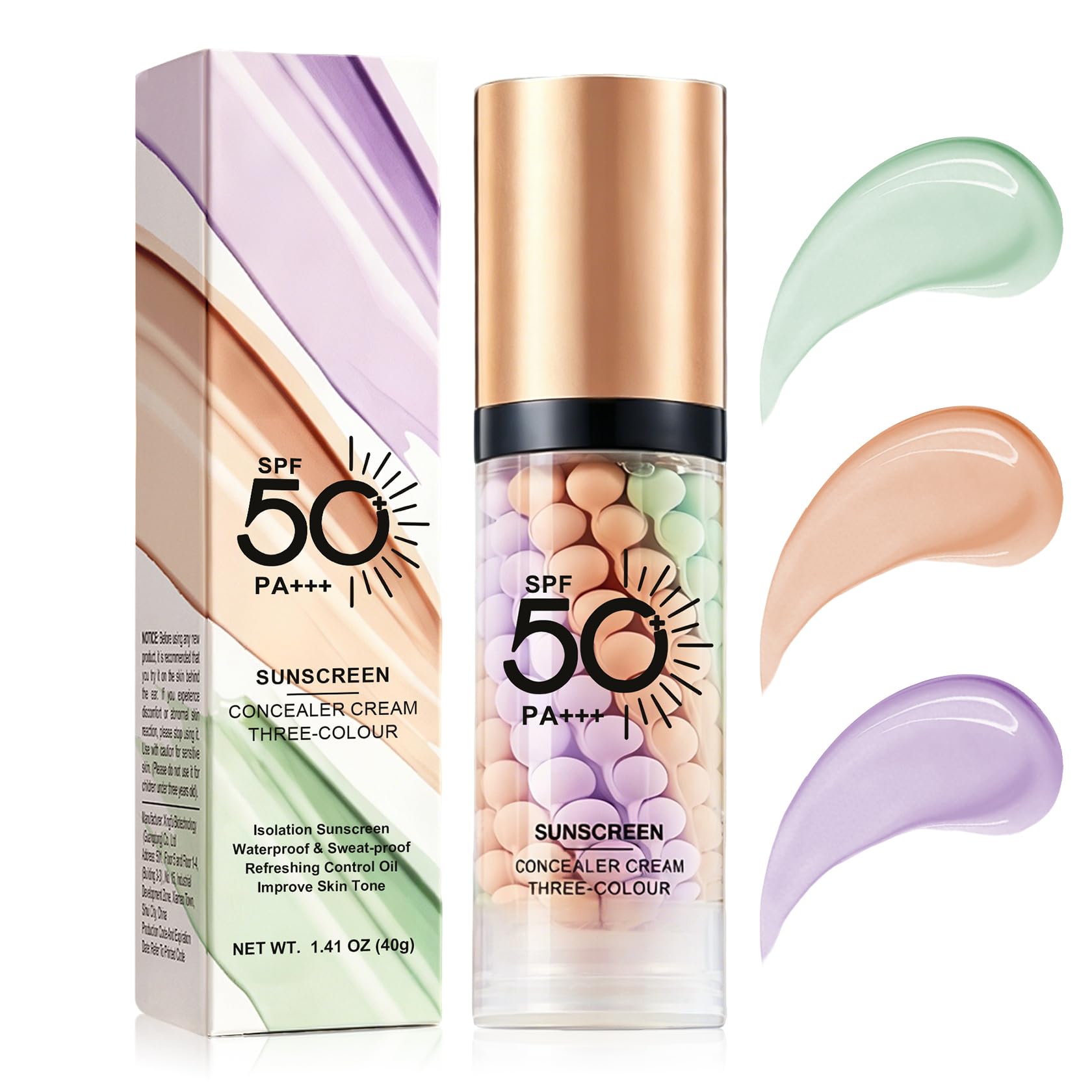 3 In 1 Primer for Face Before Makeup, Color Correcting Primer Purple Pink Green(1 bottle)