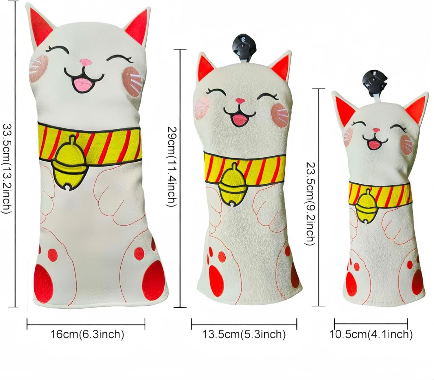 Hedmy Cartoon Fortune Cat Golf Club Cover Anti‑Water Head Protective Sleeve Adult Kid Unisex