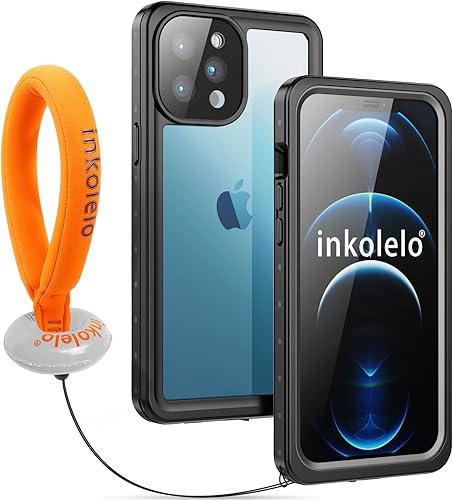 inkolelo Funda impermeable compatible con iPhone 12 Pro Max, protector de pantalla integrado de cuerpo completo con correa flotante, funda