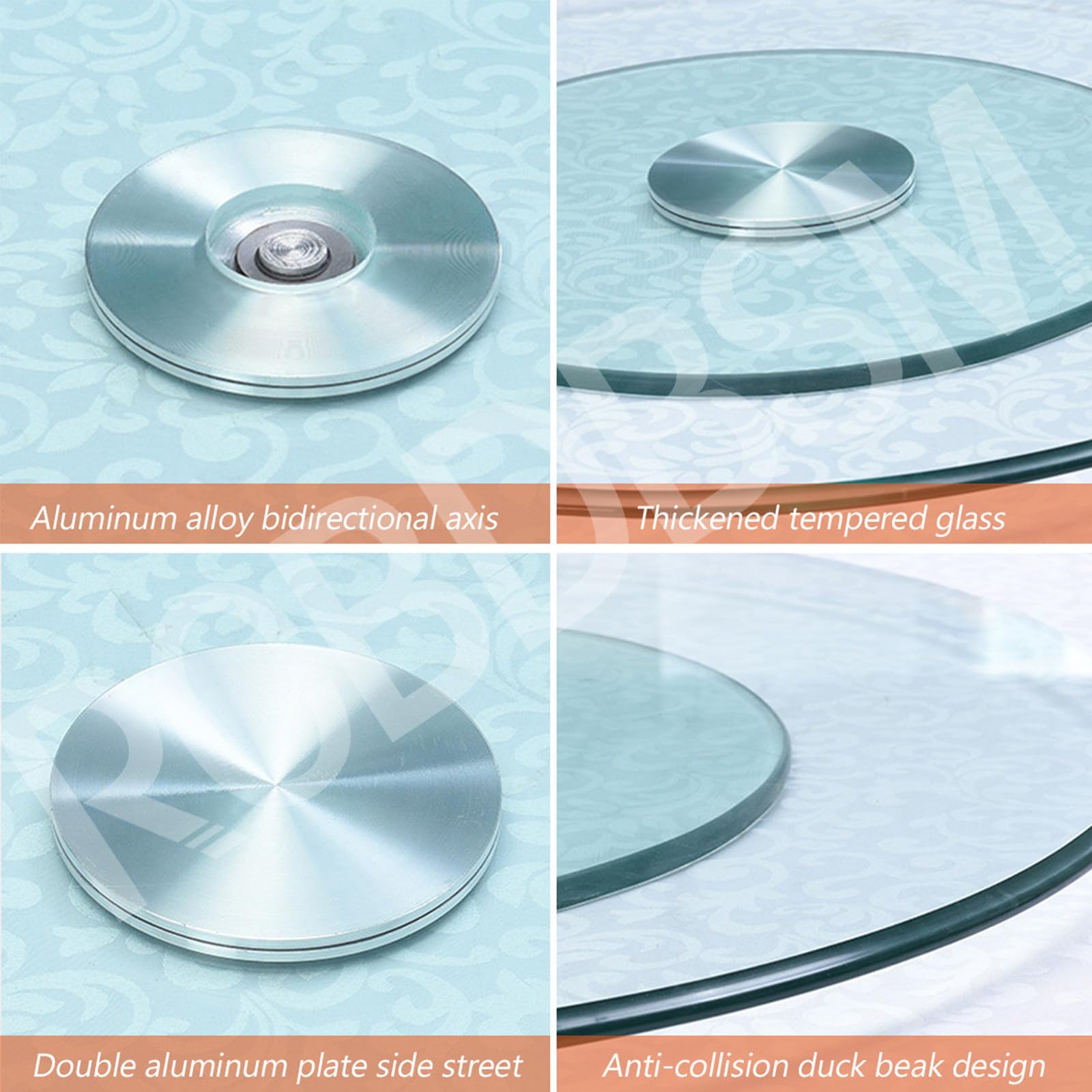 Plateau Tournant en Verre Trempé de 10 mm D'épaisseur 120cm/47.2in | Plateau Tournant 360° Gâteaux Assiette Présentation Verre Pâtisserie 60cm-120cm pour Table à Manger de Cuisine