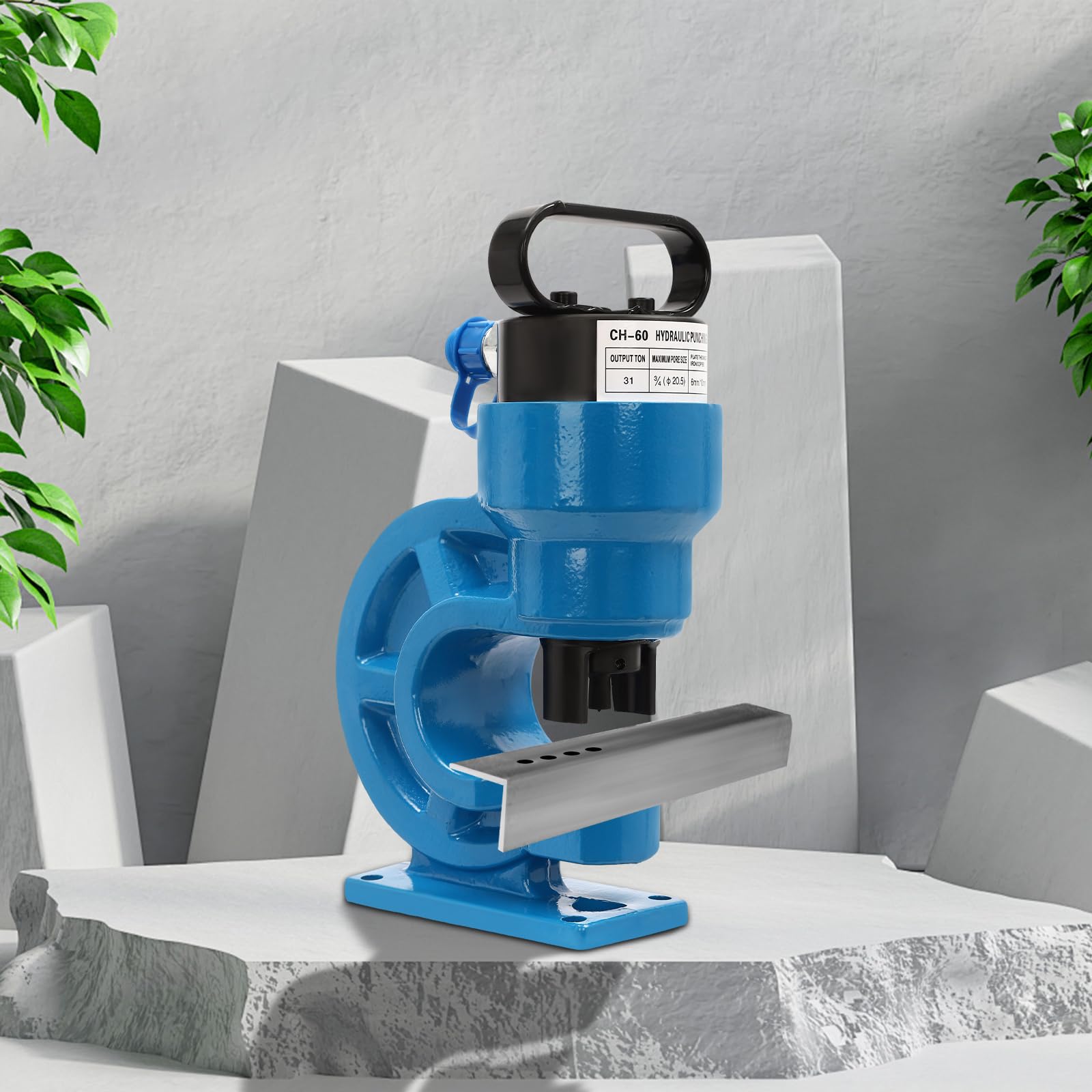 Set di perforatrici idrauliche 31t con 4 timbri perforatori in acciaio 95 mm sporgenza per guide in rame piatto a forma di L e H, materiali in alluminio ecc.