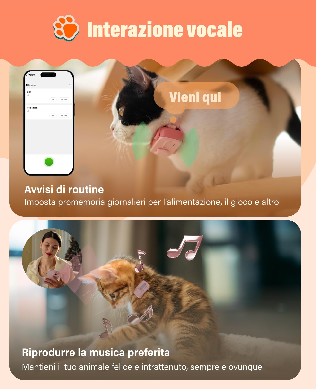 GlocalMe PetPhone, GPS Tracker per cane e gatto, chiamata bidirezionale, posizionamento globale, tracciamento in tempo reale, monitor della salute, mini GPS Tracker con abbonamento di 30 giorni