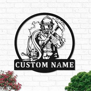 Personalized Firefighter Metal Wall Art,Custom Fireman Name Sign Decoration For Room,Customized Monogram Wall Decor,Outdoor Wall Decor, Firefighter Home Decor,Metal Fireman Signs,Housewarming Gifts