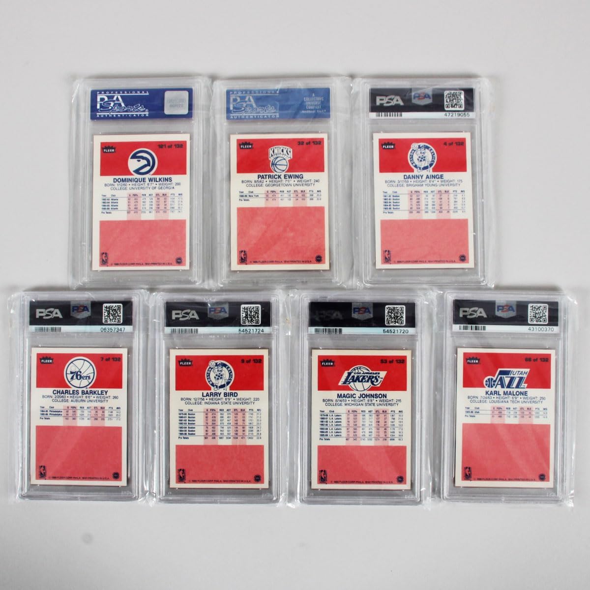 1986-87 Fleer Basketball Card Set Complete - Jordan #57 RC PSA NM MT 8 & Jordan Sticker #8 PSA MINT 9 (ST)