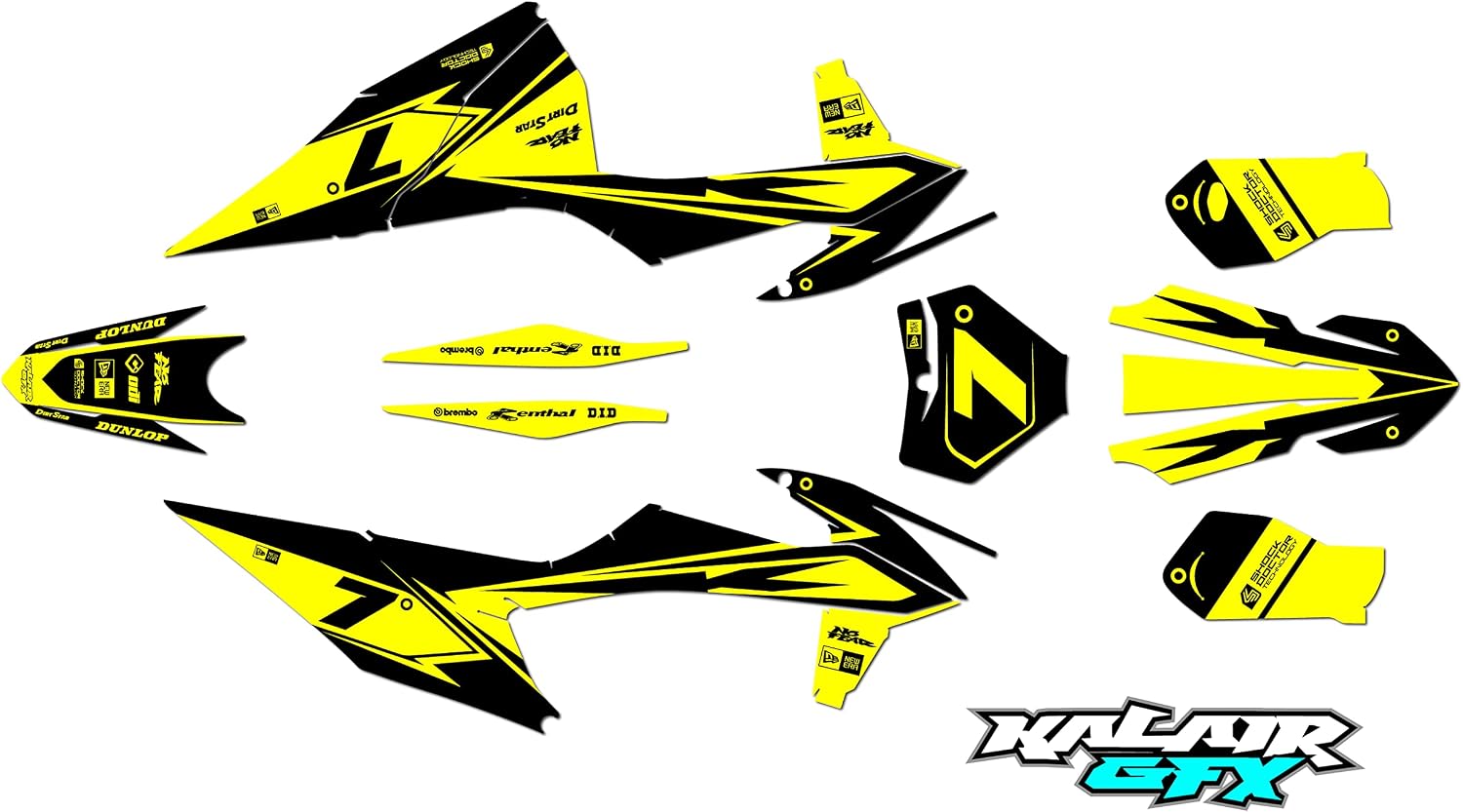 Graphics Kit for KTM Motocross 4-stroke 250 SX-F, 350 SX-F and 450 SX-F years 2019, 2020, 2021 and 2022 Bolt Series Orange-shift 16 Mil - Dirtbike stickers,racing decal no-plastics