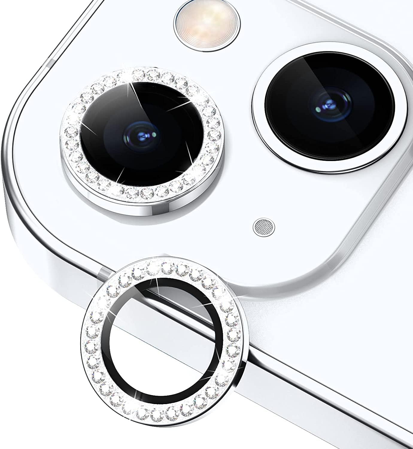 Compatible MAYBAL® Diamond Camera Lens Protector Compatible for iPhone 14 / iPhone 14 Plus, [ Anti-Scratch ] Premium 9H Tempered Glass Film Aluminum Alloy Lens Ring Cover- Diamond Silver (B0BSRRYRJD) Amazon Price History, Amazon Price Tracker