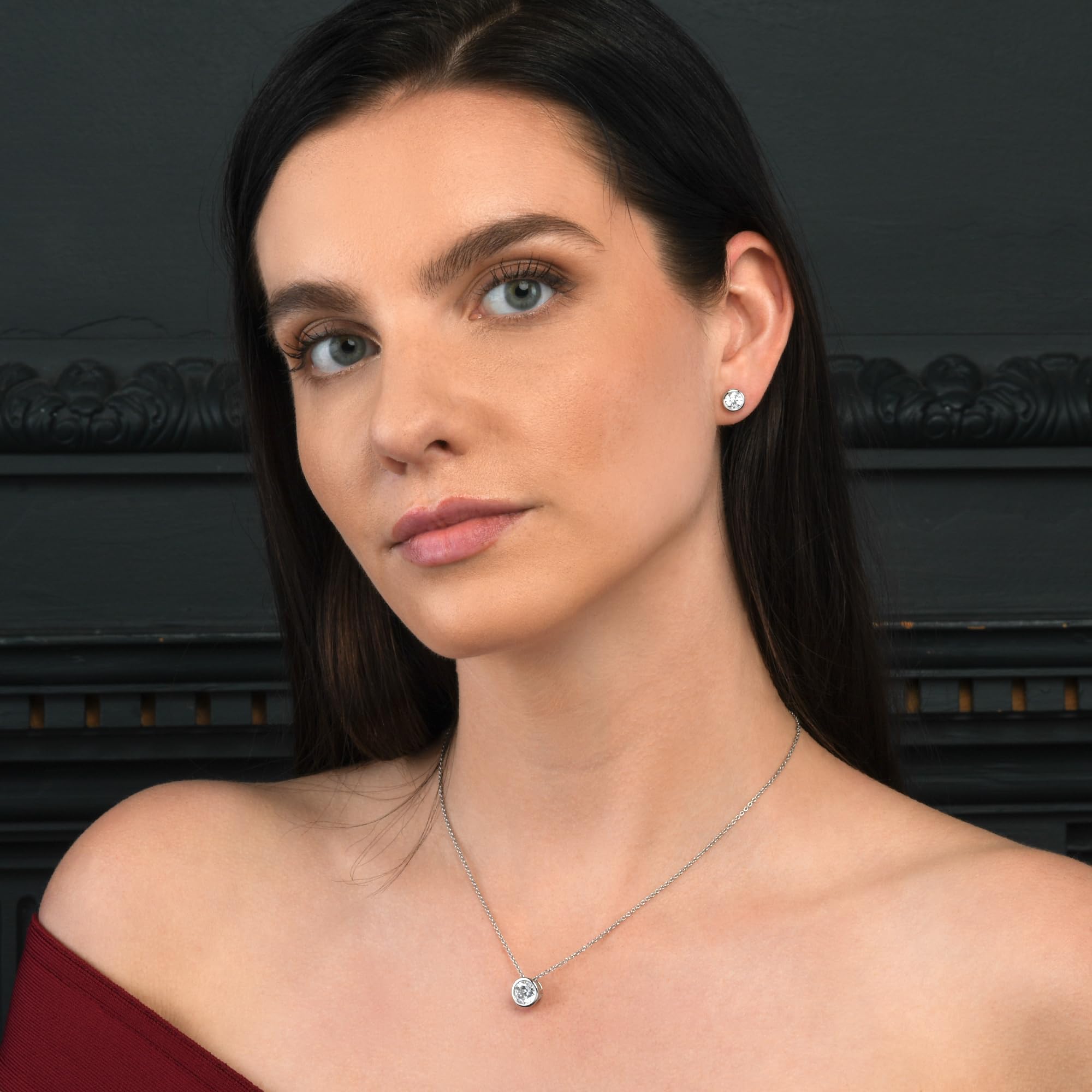 namana Collana Donna con Ciondolo in Castone, Collana in Argento Sterling 925 con Zirconi Bianchi, Verdi, Azzurri, Blu o Rossi, Collana per Donna e Ragazza, Idee Regalo Donna