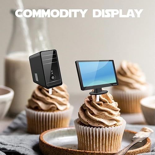 Miniatura 5 de 18 piezas de decoración de magdalena de postre con purpurina negra, decoración de temática de computadora, suministros de decoración de cumpleaños