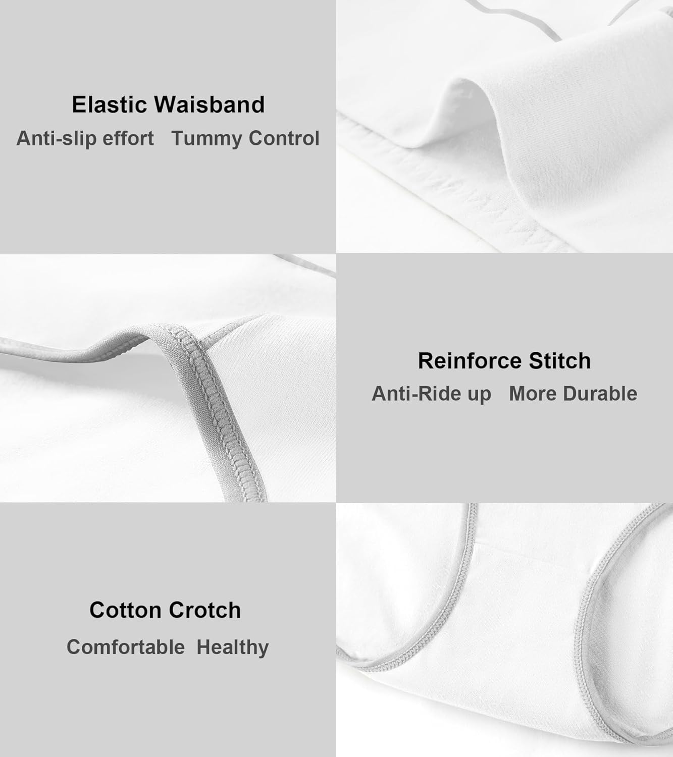 K-CHEONY High Waisted Cotton Underwear for Women Tummy Control Ladies Panties Breathable Full Coverage 5Pack - Image 6