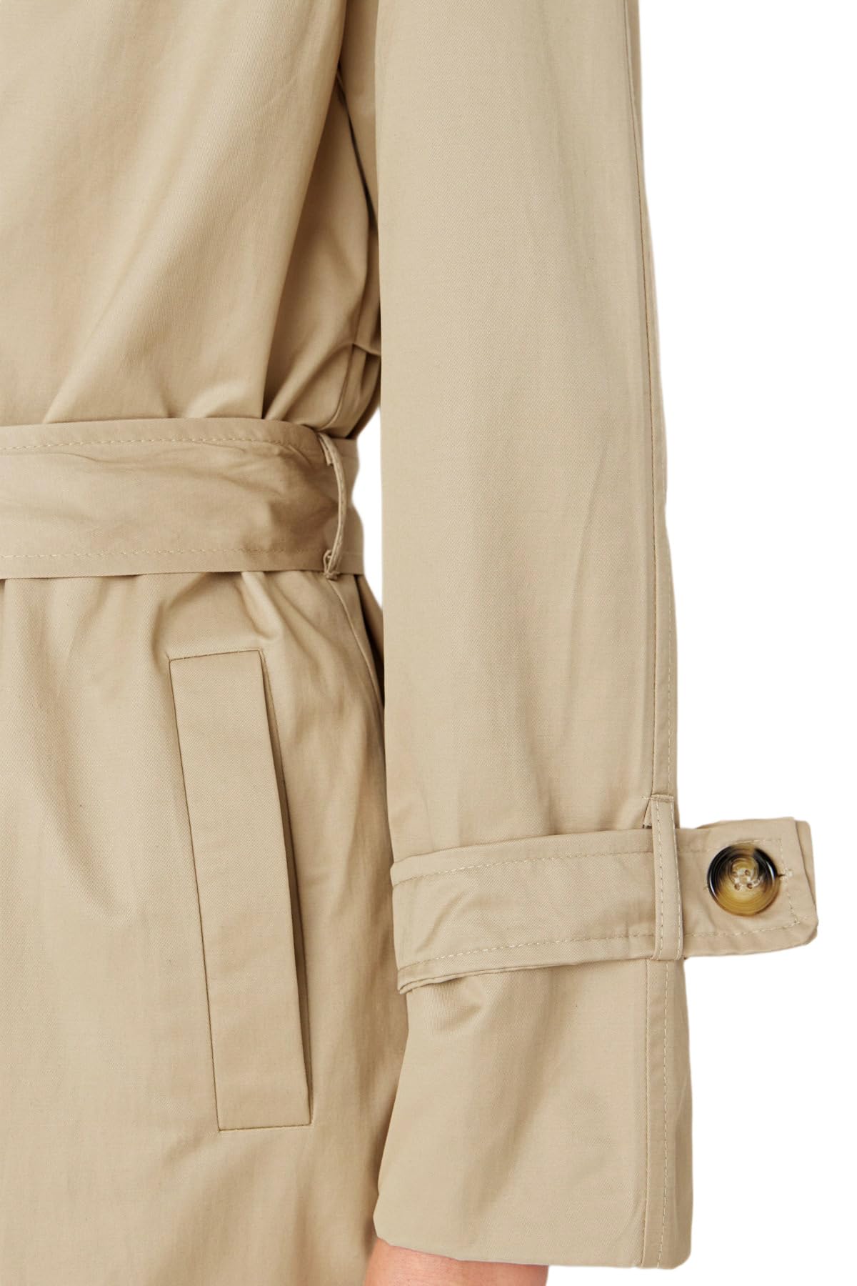 Trendyol Long Trench Coat With Beige Arched Button Closure Water Repellent impermeabile Donna