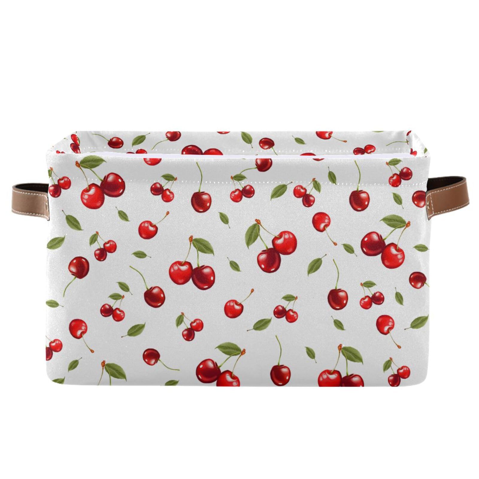 Didi & Hosa Storage Basket Cube Cherry Collapsible Toys Shelf Baskets Bin with Handle Laundry Organizer Storage Box for Home School & Office