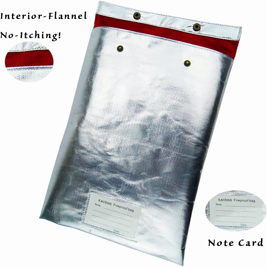 15"x11" Fireproof Safe Waterproof bag with Flannel Material, Protect hand No More Itching, Withstand Over 1000°F in home and office Protect cash money stamp letter document and Valuable things