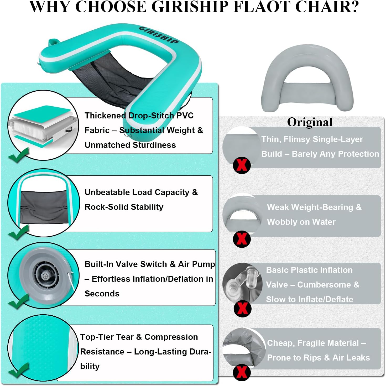 Inflatable Pool Float Chair for Lake Floating Pool Chair Heavy Duty Floating Chair with Cup Holder Lake Floats for Adults Pool Chair Float River Beach