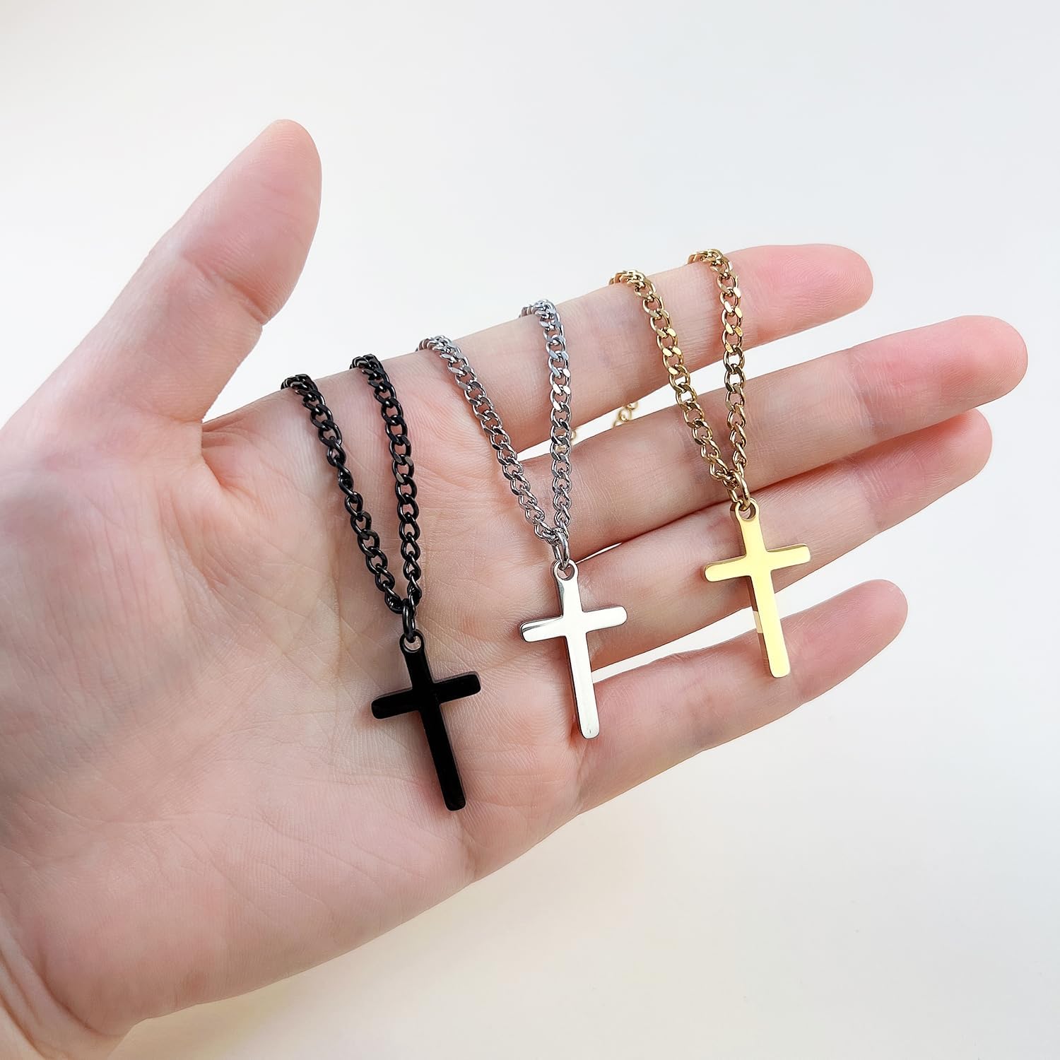 Joxevyia Cross Necklace for 14K Gold Filled Stainless Steel Small Cross Pendant with Cuban Chain Necklace Simple Faith Jewelry Christmas Gift for Men Women 16-24 Inches - Image 6