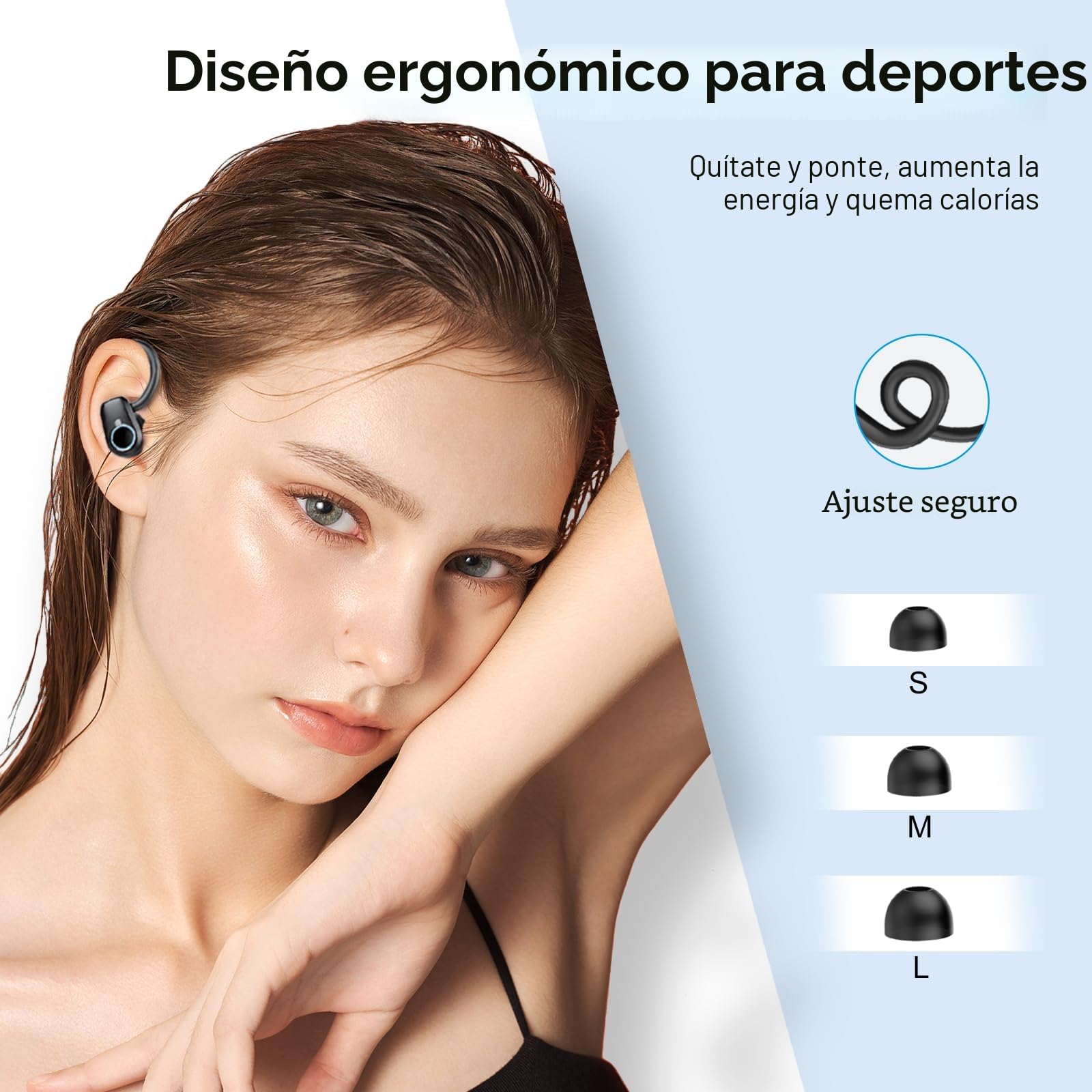 Auriculares Inalambricos Deportivos, Auriculares Bluetooth 5.3 con HD Mic HiFi Estéreo, 50H Cascos Inalambricos Bluetooth con Cancelacion Ruido ENC, Pantalla LED, IP7 Impermeable Cascos para Running