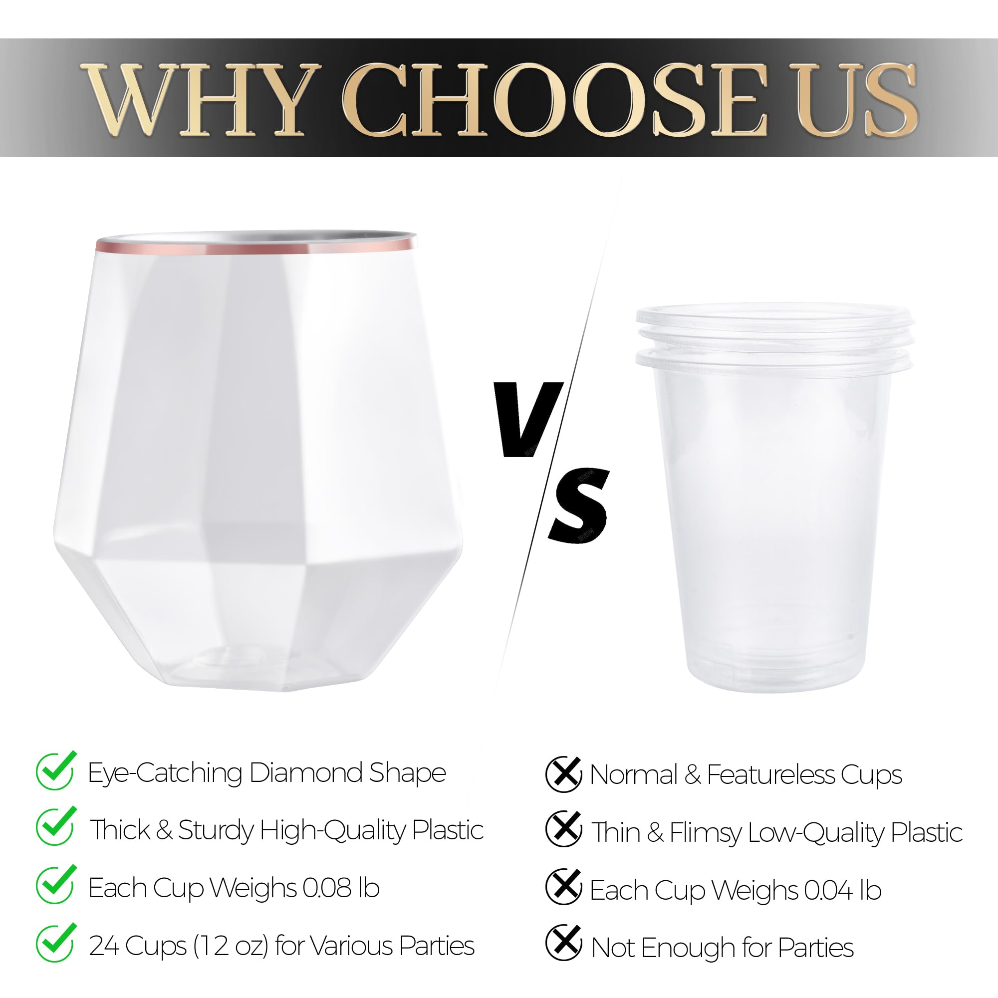 Elegante Einweg-Weingläser Ohne Stiel, 24 Stück, 340 Ml, Transparent & Bruchsicher - Perfekt Für Partys, Hochzeiten & Events
