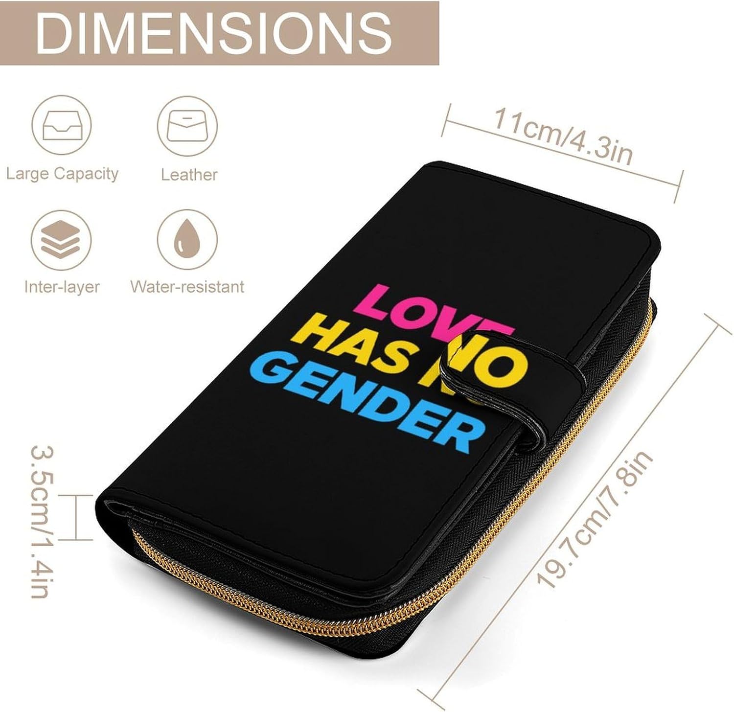 Pansexuality Flag Love Has No Gender Womens Wallet for Men Slim Purse Clutch Handbag with Card Holder