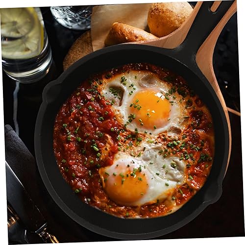 Miniatura 5 de DOITOOL Sartén antiadherente de hierro fundido con tabla de madera, sartén de cocina gruesa para tortilla de bistec y cocina casera, olla de cocción