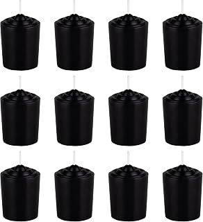 Mega Candles 12 pcs Unscented Black Votive Candles, Hand Poured Wax Candle 15 Hours 1.5 Inch x 2.25 Inch, Home Décor, Wedding Receptions, Centerpieces, Occasions, Events, Festivities, Meditations