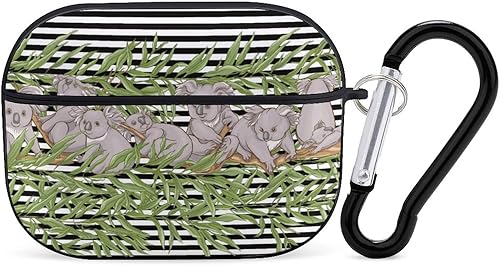 Linda funda para Airpods Pro con estampado de oso koala con llavero, protección completa, duradera, a prueba de golpes, funda rígida de PC para