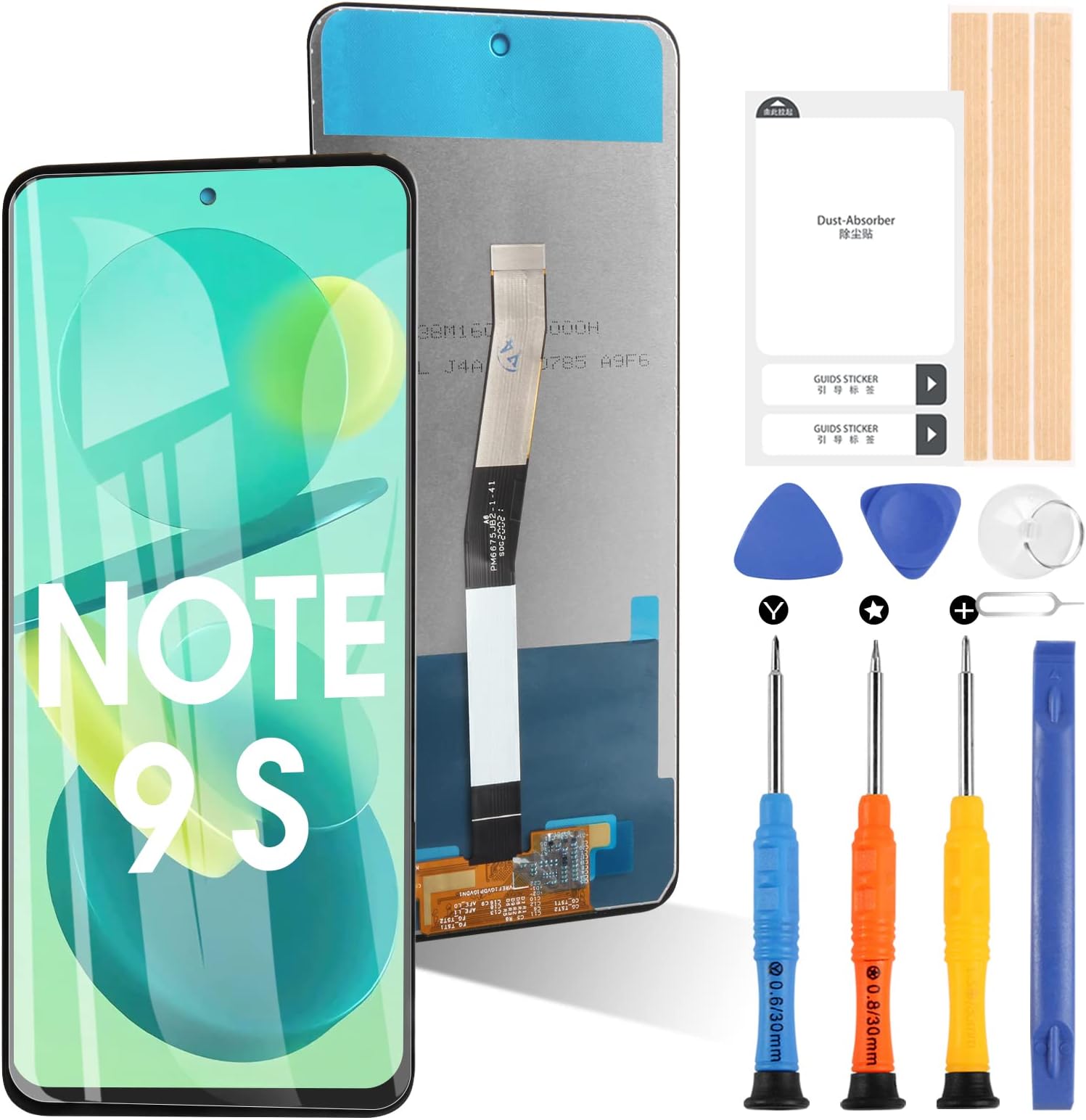 YHX-OU Display Nero da 6,67 per Xiaomi Redmi Note 9 PRO Redmi Note 9s Schermo LCD Touch Screen di Ricambio con Strumento + 1 Pellicola Protettiva
