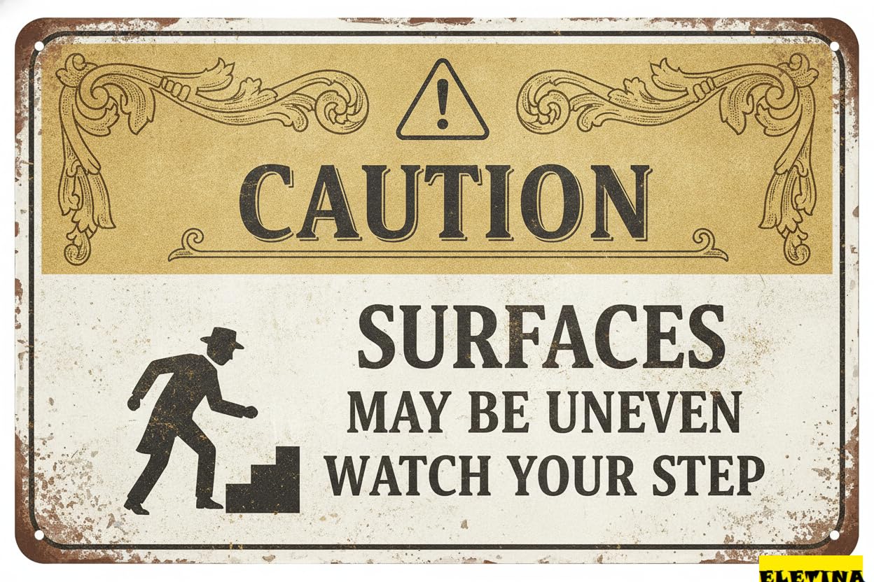 Tin Sign for Man Cave Caution Surface May Be Uneven Watch Your Step Warning S Property,watch Your Step Fence Warning Decorative Outdoor,aluminum Notice Yard Home Outdoor 8x12 Private