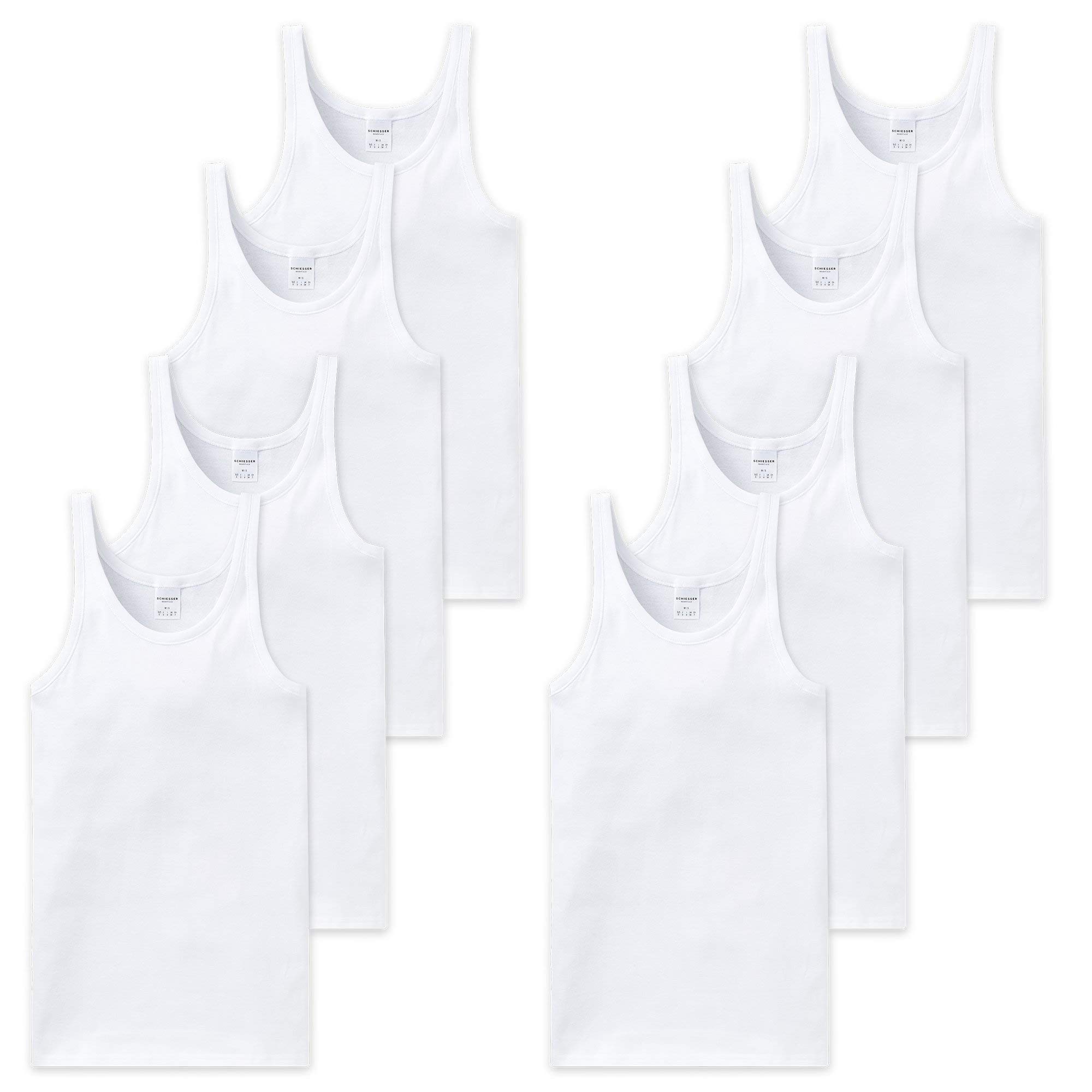 Schiesser Unterhemden 8er Pack, Herren, Doppelripp oder Feinripp