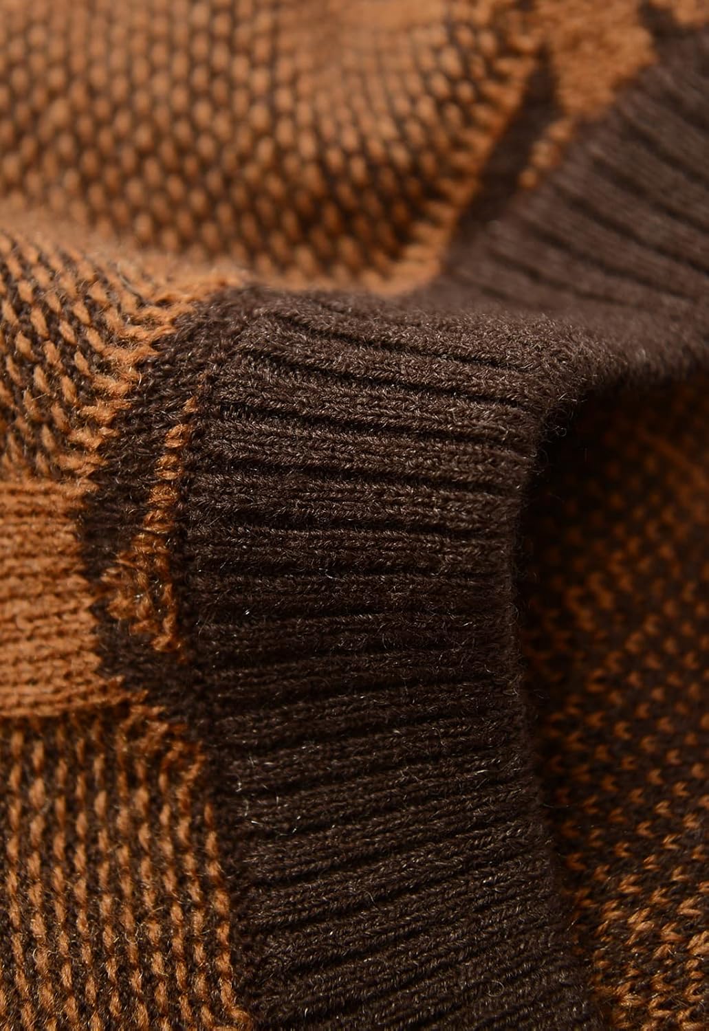 ZHILI Men's Retro Argyle Sweater Loose Crewneck Pullover Long Sleeve - Image 4