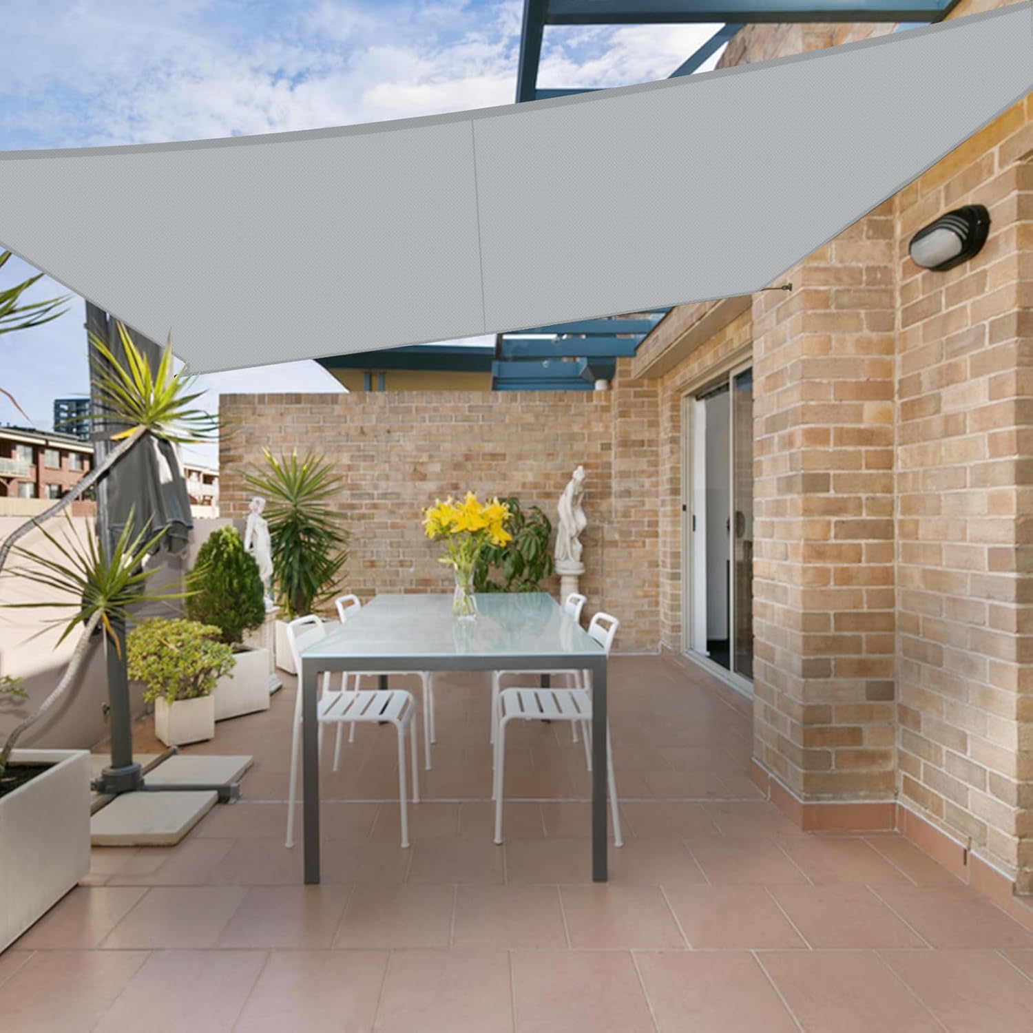 HENG FENG Tenda a Vela Impermeabile Rettangolare 4x5m Vela Ombreggiante Parasole Protezione Raggi UV per Esterno Giardino terrazza Colore Grigio
