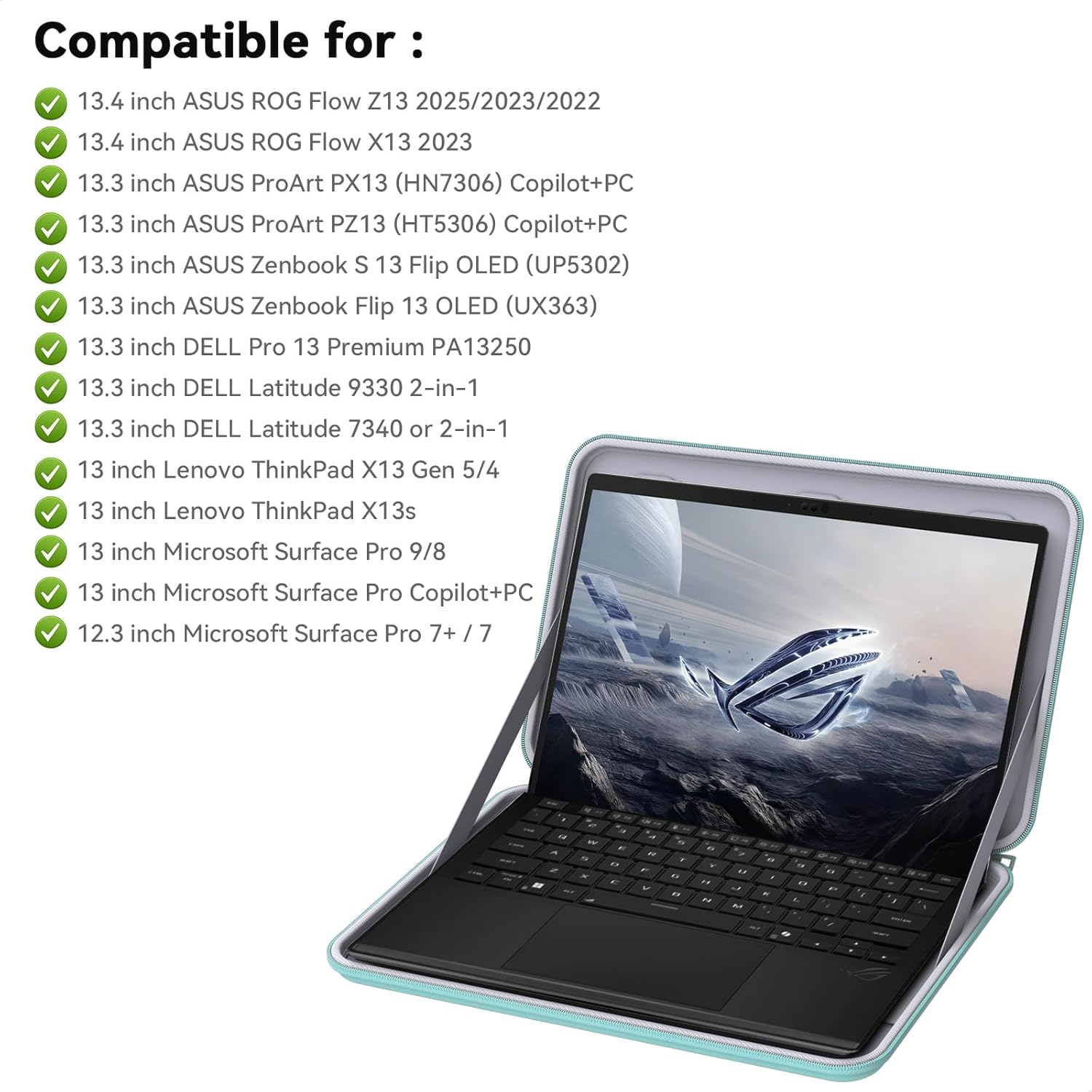Smatree Hard Laptop Case Compatible for 13.4inch ASUS ROG Flow Z13 2025/2023,for 13.3inch DELL Pro 13 Premium PA13250,Latitude 9330/7340,for 13inch Lenovo ThinkPad X13 Gen5/4,ThinkPad X13s Case, Green