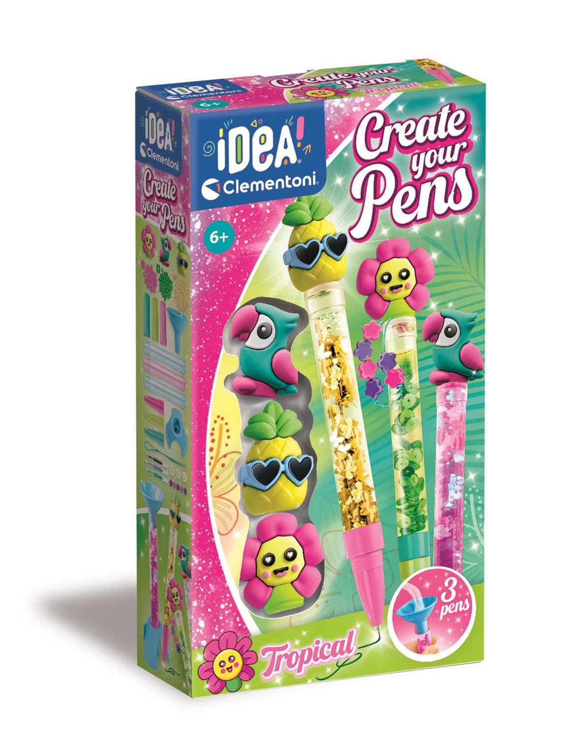 Clementoni Multi-Coloured Mini Factory Tropical Pens Set Creative
