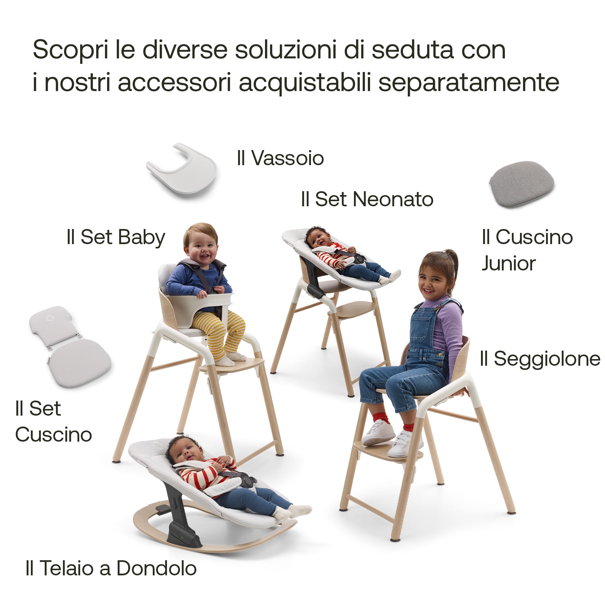 Bugaboo Giraffe Pic-nic per Set Baby della Sedia Evolutiva Bugaboo Giraffe, Igienico, Facile da Pulire, Lavabile in Lavastoviglie, Si Inserisce con 1 Clic, Bianco