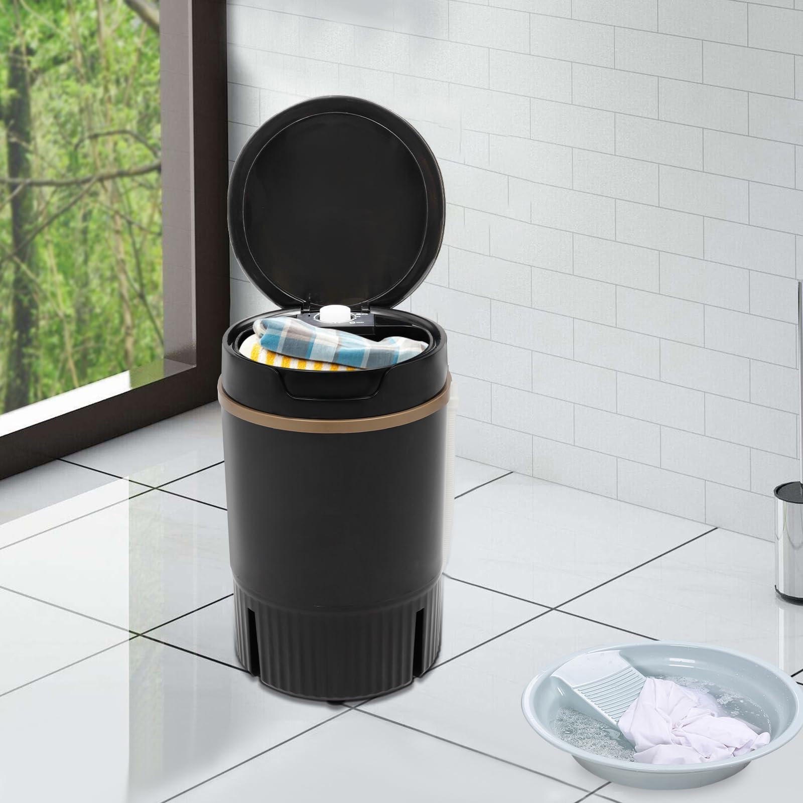 Mini Waschmaschine 4.5L mit Schleuder, Tragbare Waschmaschine für Camping und Reise, Kleine Reisewaschmaschine mit 260W für Unterwäsche und Babykleidung, Semi-Automatik