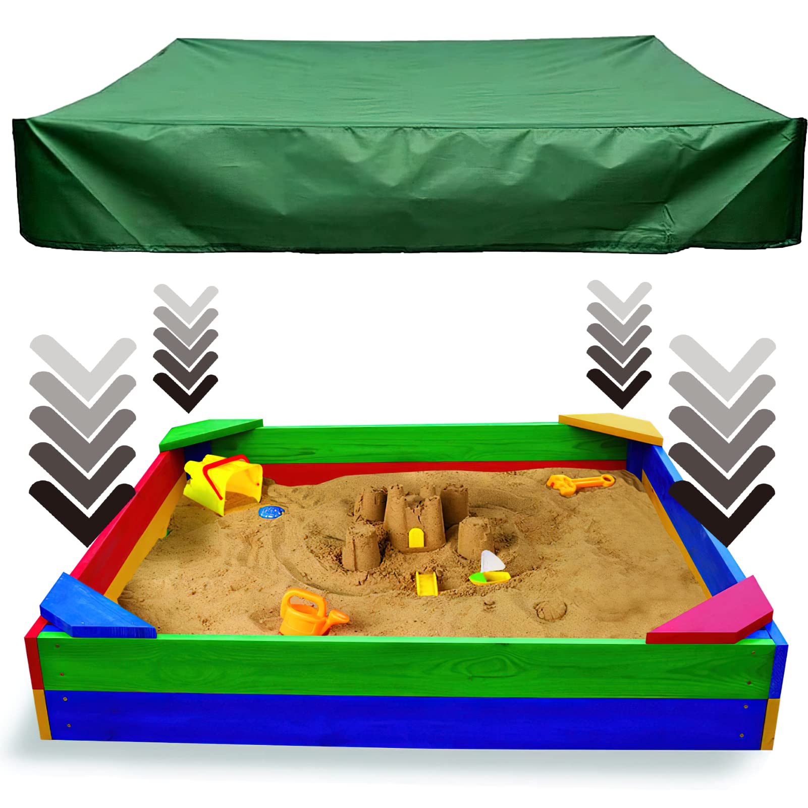 chimoo Plandeka do piaskownicy 120 x 120 cm, wodoszczelna osłona piaskownicy ze sznurkiem do piaskownicy ze sznurkiem, plandeka do piaskownicy ze sznurkiem