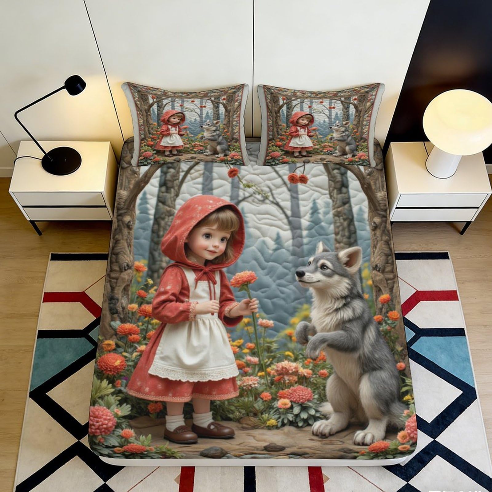 3D Printed Fairy Tale Fitted Sheet Microfiber Deep Pocket Bedroom Decor Forest Mattress Fitted Cover Elastic Hem for All Ages Home 90x200x25cm