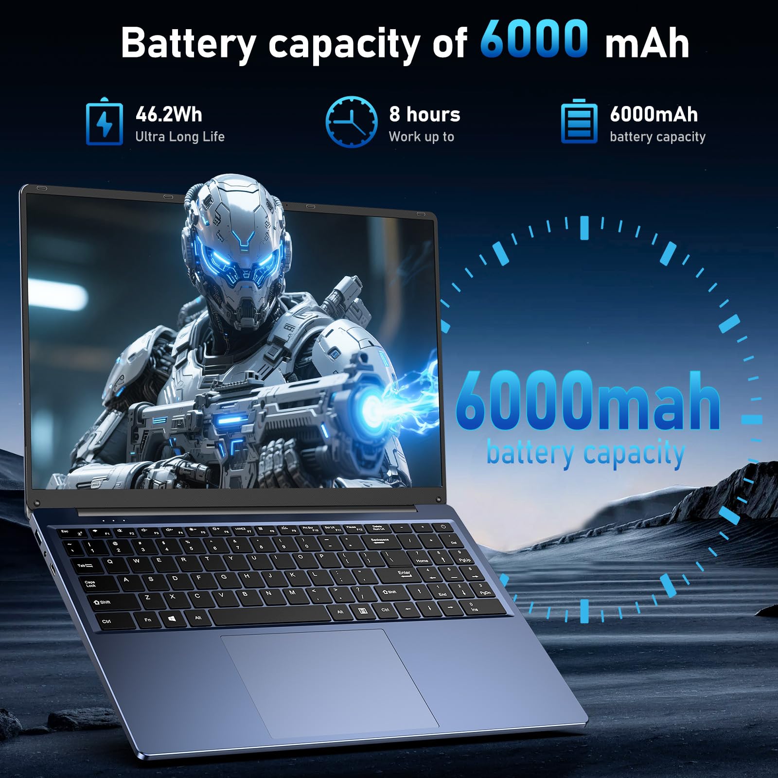 FUNYET 16 pollici, computer portatile win11, processore N150, 16 GB RAM 1 TB SSD, notebook 1920 x 1200 FHD, sblocco delle impronte digitali, tastiera retroilluminata, angolo di apertura 180°, 46,2 Wh