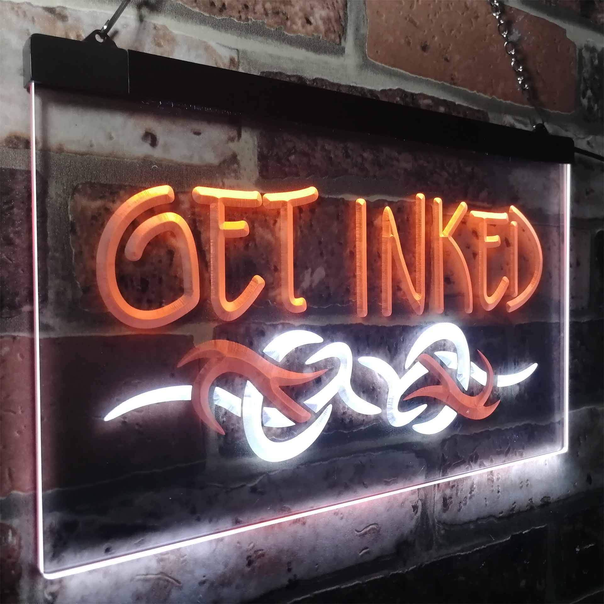 Amazon | Get Inked Tattoo Shop Display Plaque Dual Color LED