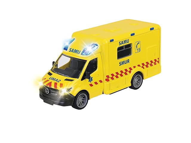 Majorette - Grand Series - Mercedes Ambulance - 15 cm (Escala 1/43ª) - Sonidos y Luces, a Partir de 3 años