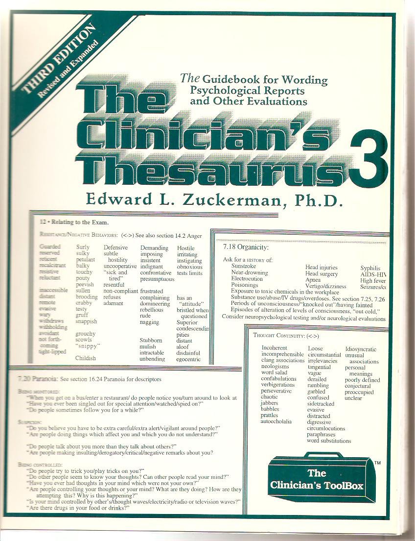 Clinician's thesaurus 3 The guide for wording psychological reports