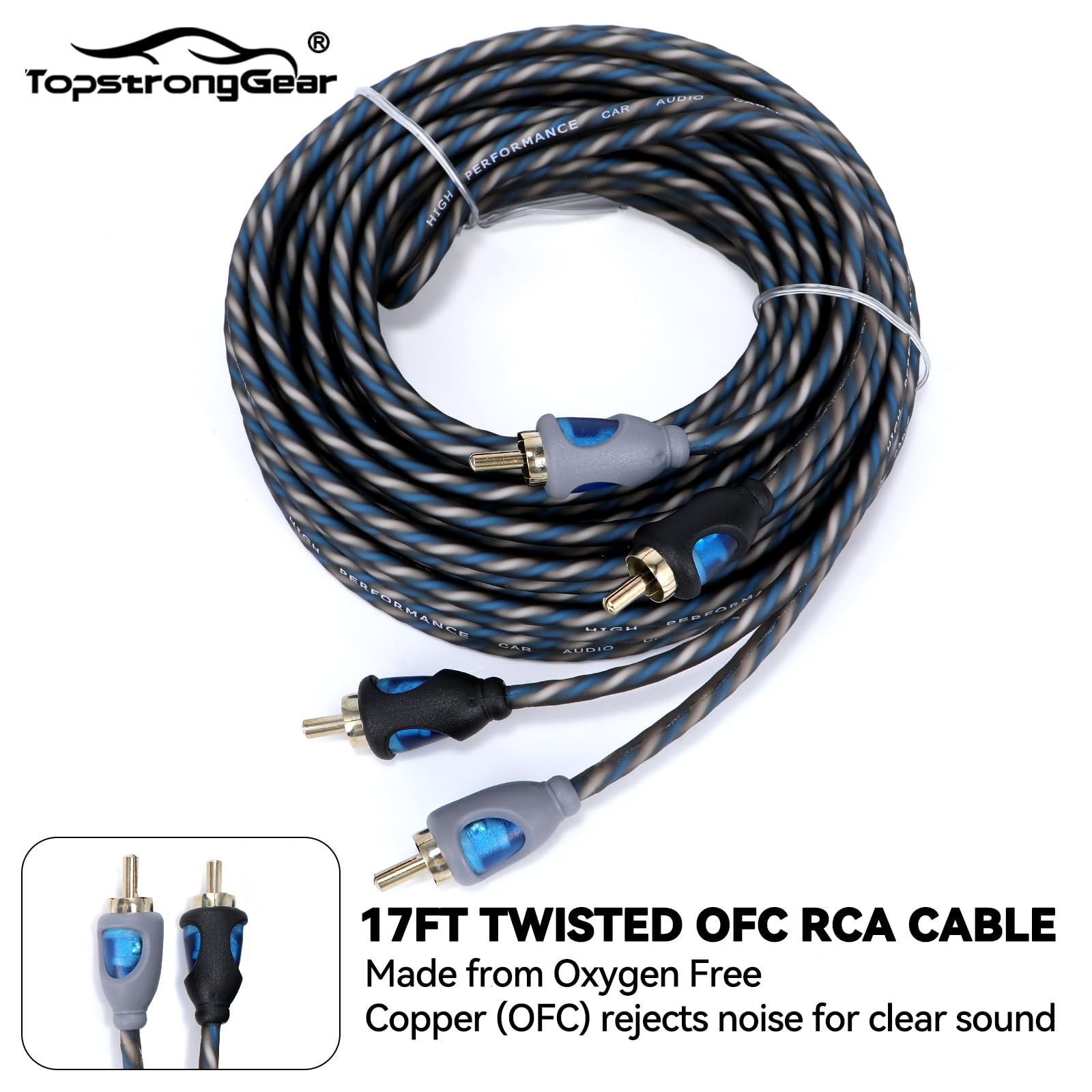 TOPSTRONGGEAR Kit amplificatore OFC da 4 gauge, kit di installazione per amplificatore audio per auto, con cavi RCA, fusibile 150 A, cavo di alimentazione da 4 m, kit di installazione completo per