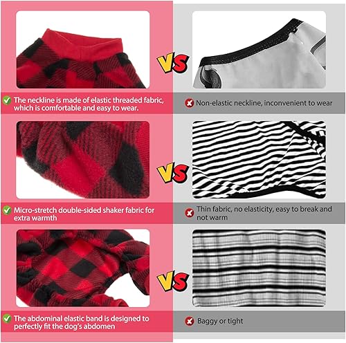 Miniatura 3 de SCENEREAL Pijamas para mascotas para perros suéteres rojos a cuadros ropa suave