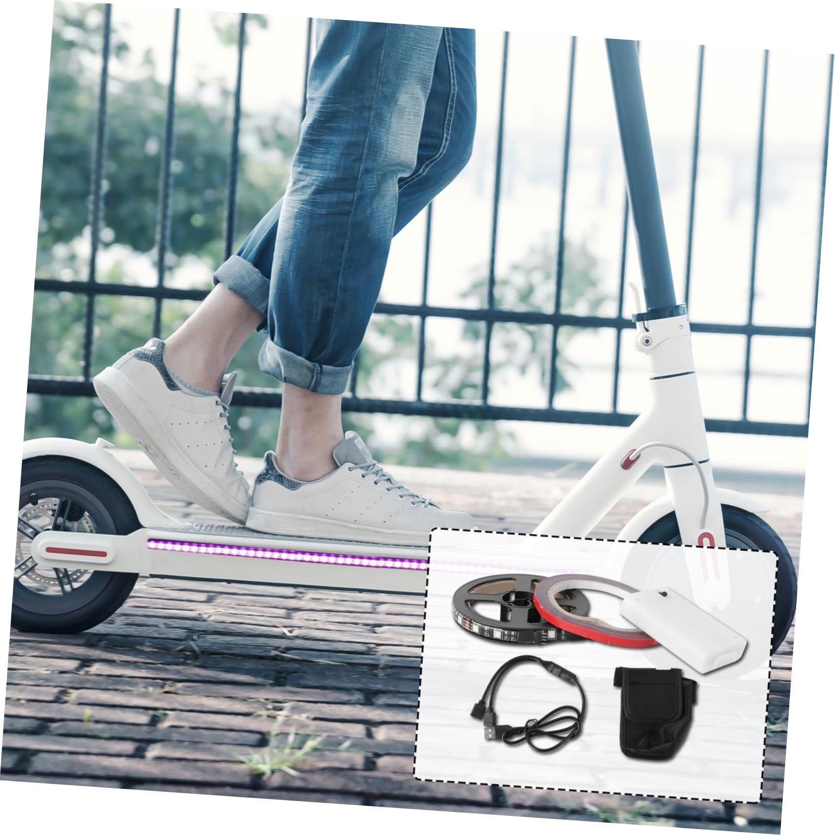Cabilock Striscia LED per Monopattino Elettrico Accessorio Ricambio con Colla Sigillata Facile da Installare senza Forare Adatta per Superfici Lisce e Resistente Pioggia