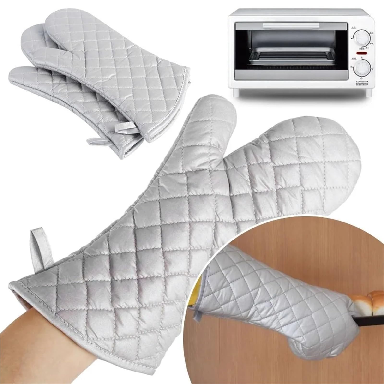 MRKU Guantes para Hornear, Guantes de Cocina con Silicona Antideslizante, Estampados de algodón, Herramientas Profesionales para Asar a la Parrilla.