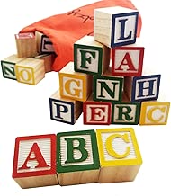 Skoolzy ABC Wooden Blocks for Toddlers - 30 Wood Alphabet Blocks - Montessori Stacking Letter Preschool Learning Toys - Kindergarten Reading with Travel Tote - coolthings.us