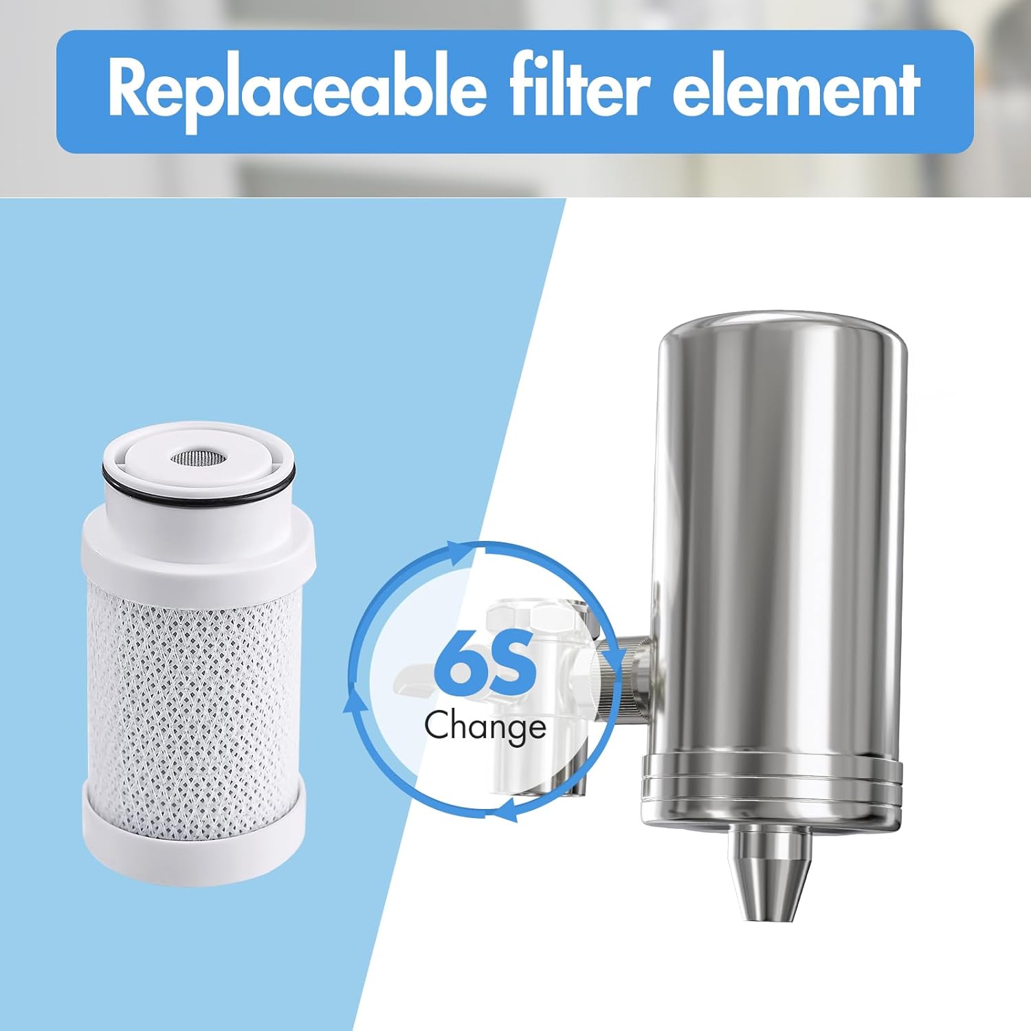 AIMADI Faucet Mount Water Filter System White