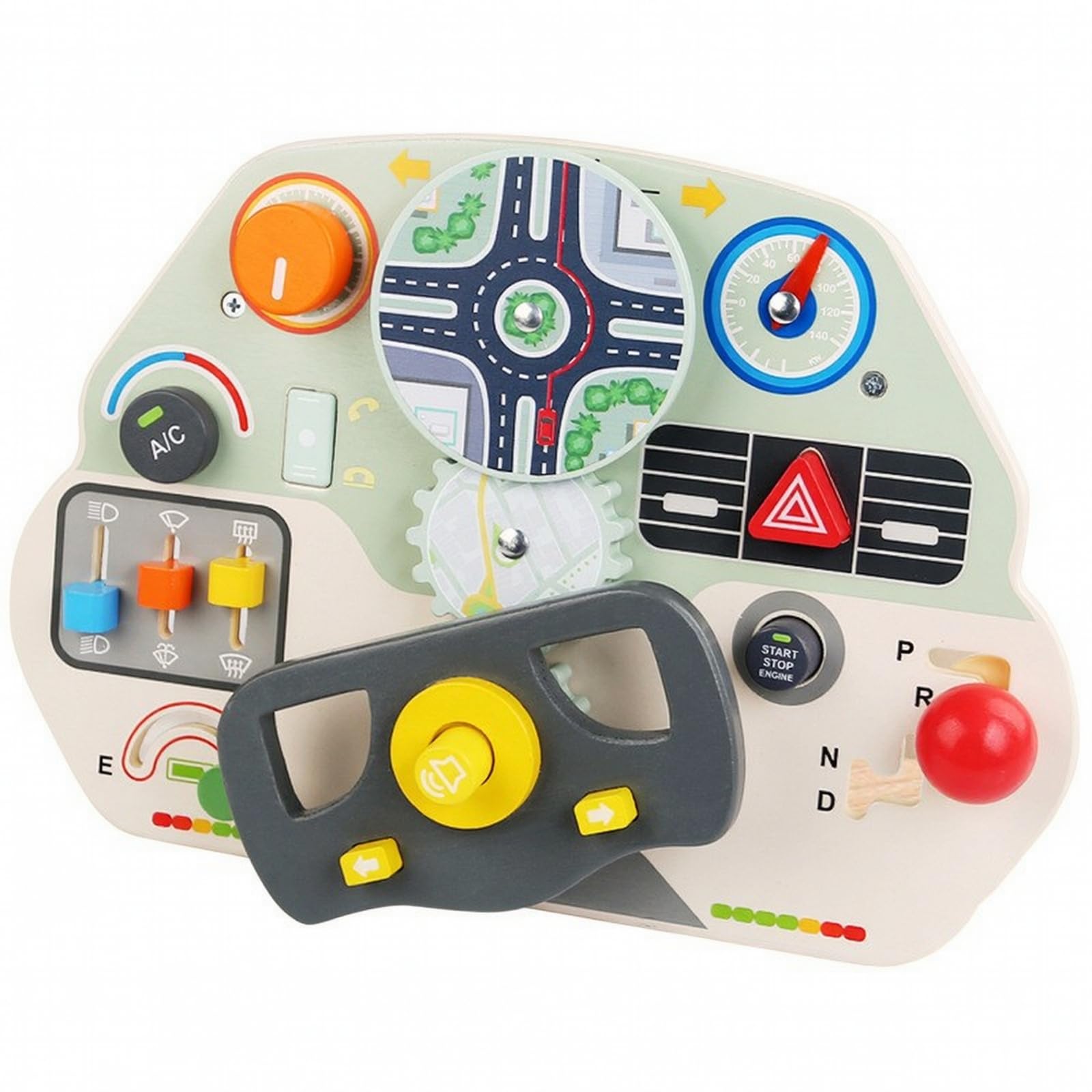 Simulat di Guida per Bambini | Sviluppo Sensoriale, Busy Board in Legno, Motorio, Pannello con Forme Abbinate, per , Neonati
