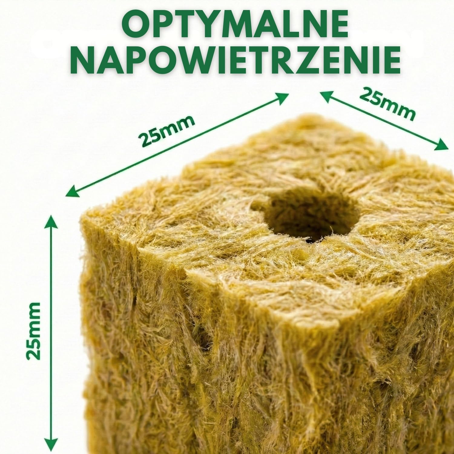 Zestaw 100 Kostek Wełny Mineralnej do Hydroponiki (2,5 cm) do Kiełkowania i Sadzonek, Napowietrzone Podłoże Wspomagające Szybki Wzrost, Ogrodów