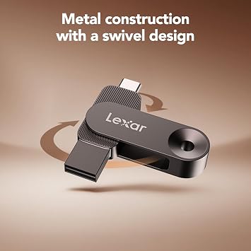 Lexar 128GB Solid State Dual Drive D500 USB 3.2 Gen 1, for USB Type-C/USB Type-A Devices, Up to 400MB/s Read, Compatible with iPhone 15/16/17 Series, Android, Tablet, PC and Mac (LJDD500128G-BNQNU)