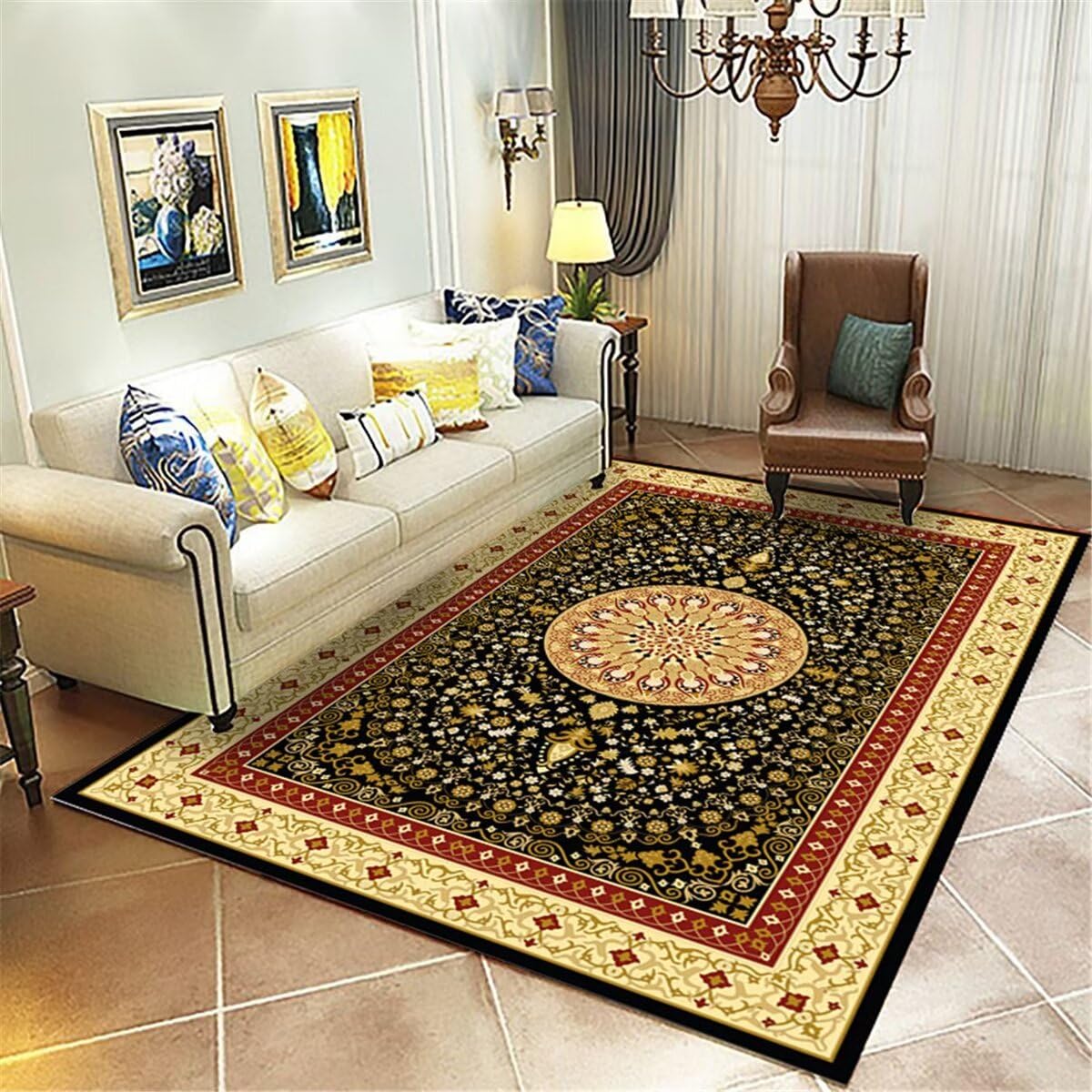 Tapis de chambre rouge lavable fini les taches sur le tapis de salon